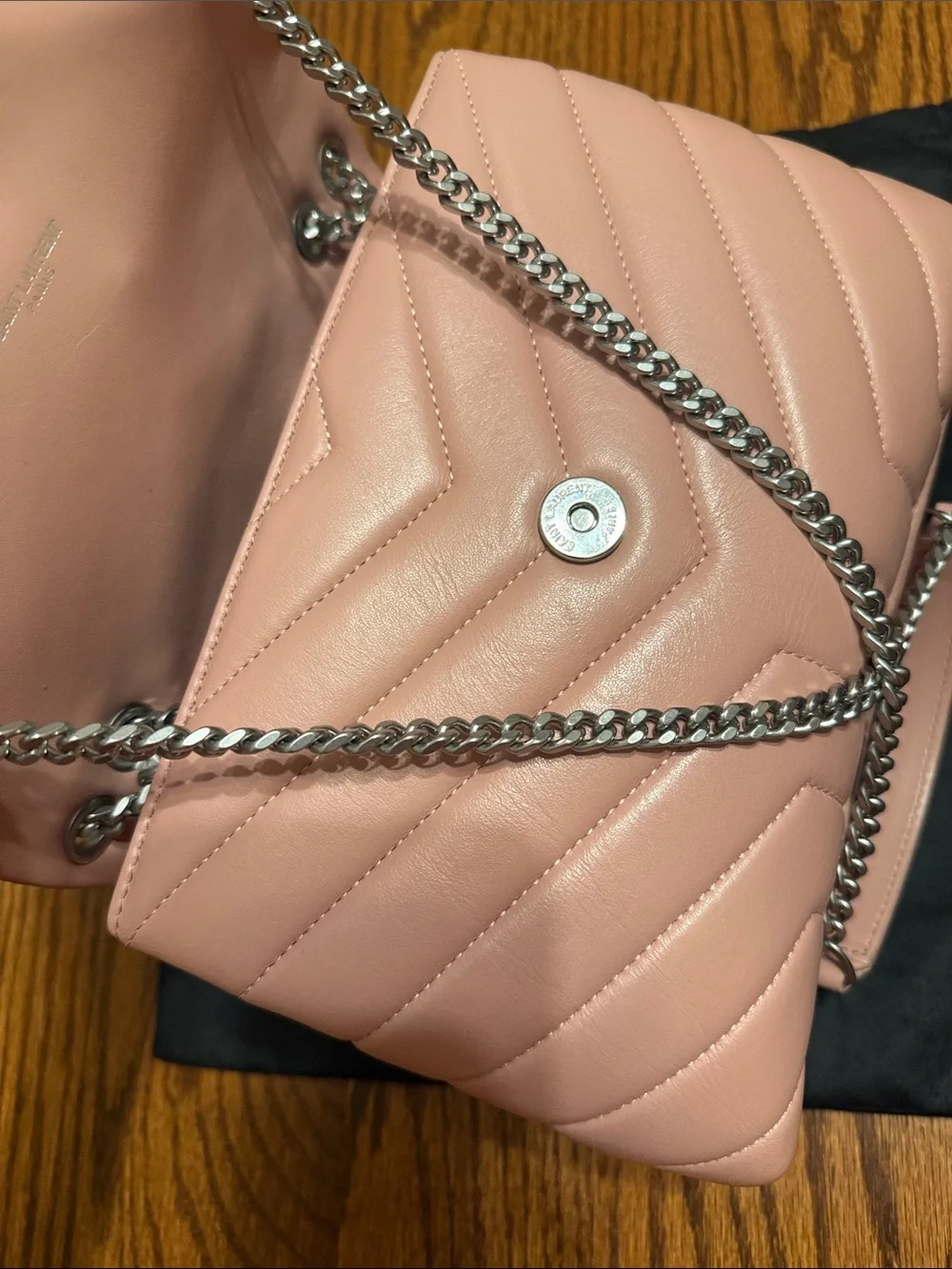 Pink Chevron Quilted Leather Shoulder Bag